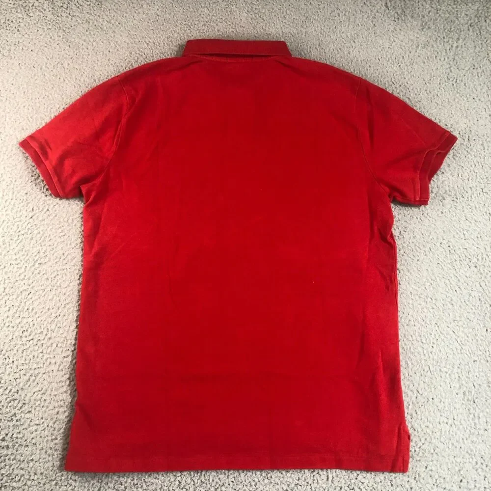 Polo Ralph Lauren Shirt Men Large Red Solid Custom Slim Golf Embroidered Pony